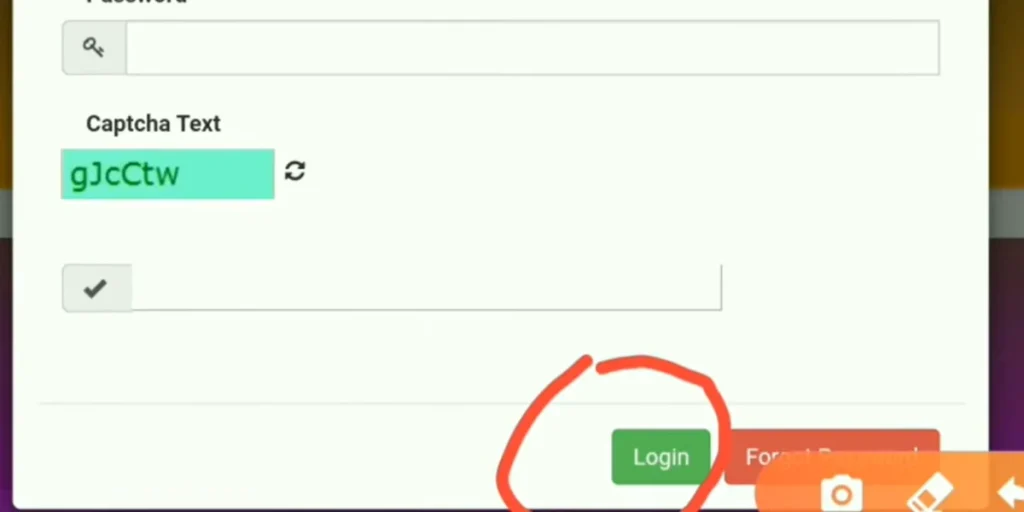 Red arrow pointing to the eHRMS Login button on the Manav Sampada UP portal homepage